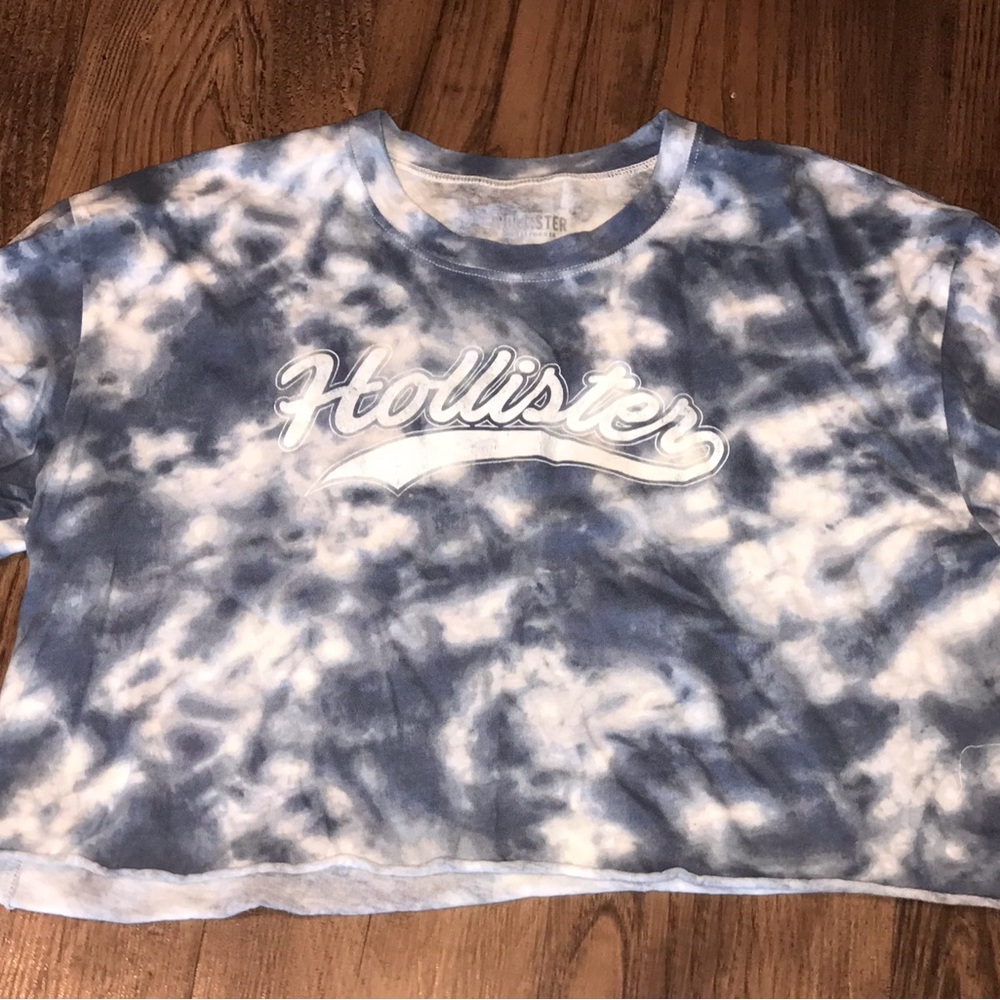 ❤️ RARE Hollister SMALL CROP TOP Blue Tie-Dye Cropped Tee